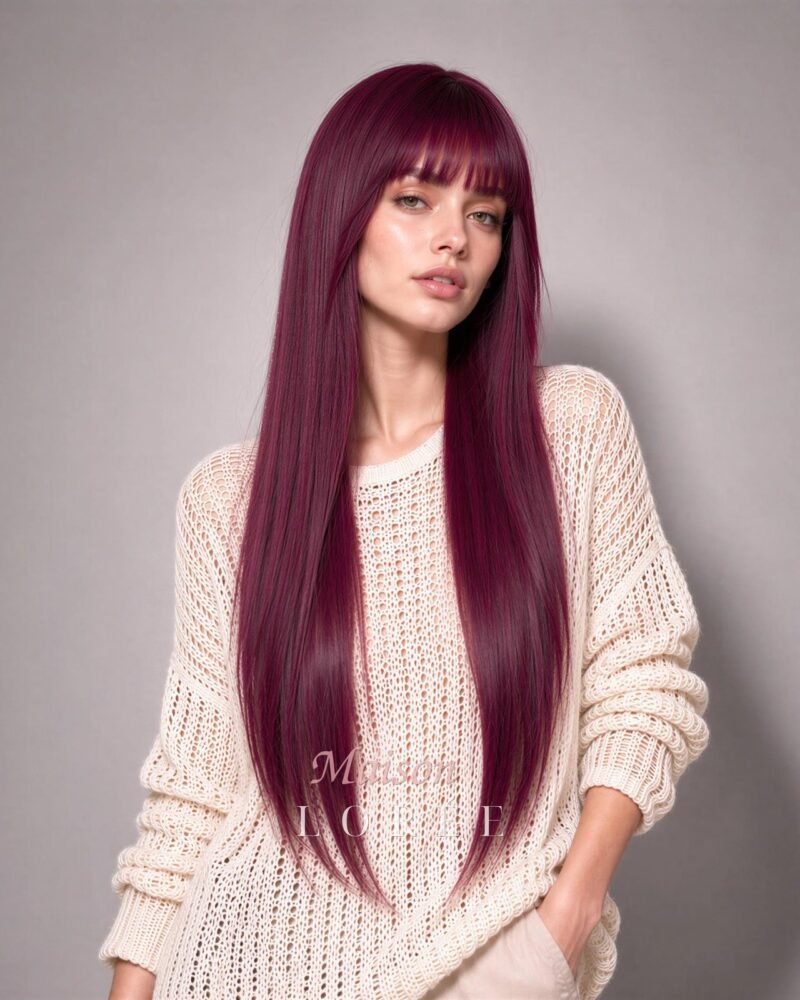 Droite magenta riche avec frange