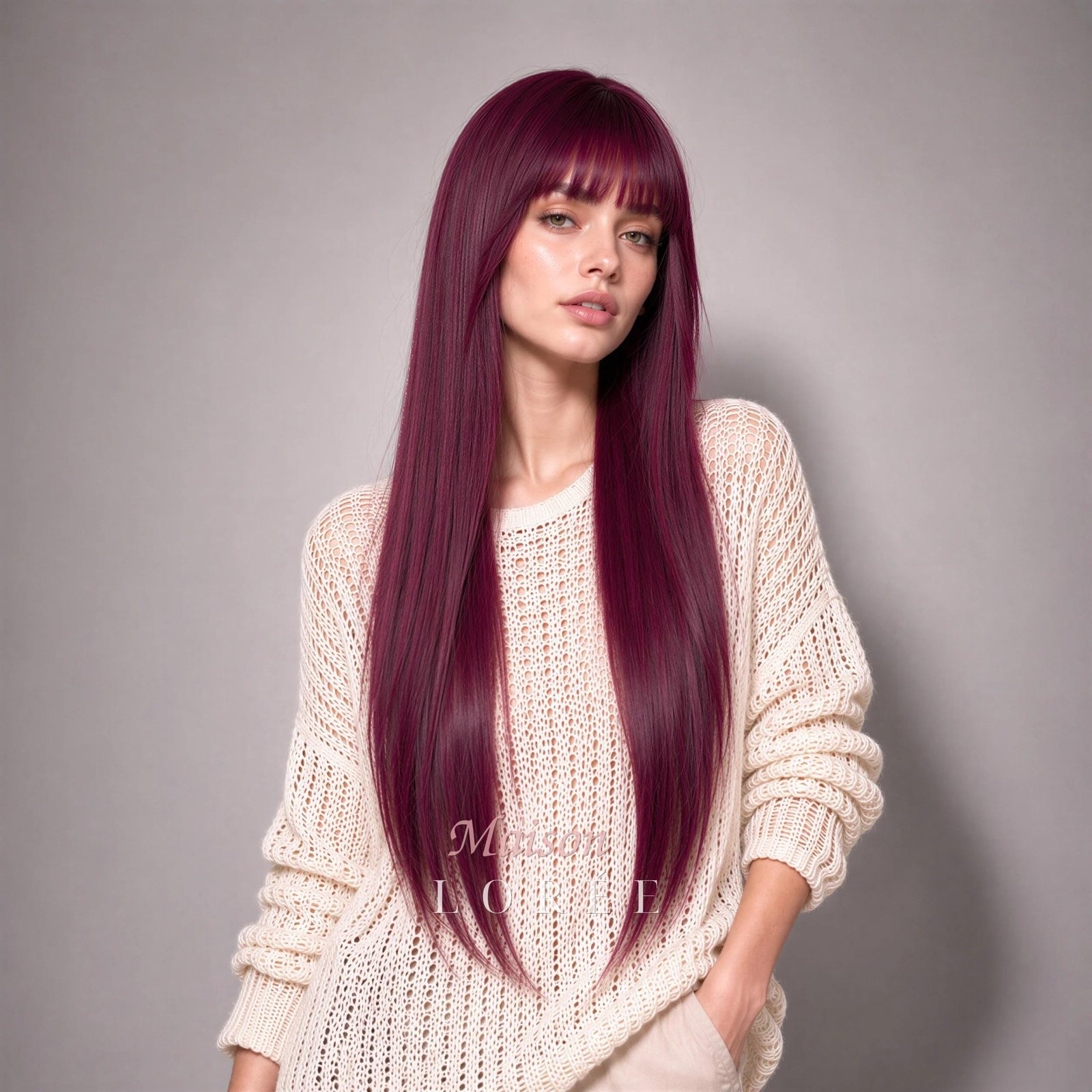 Droite magenta riche avec frange