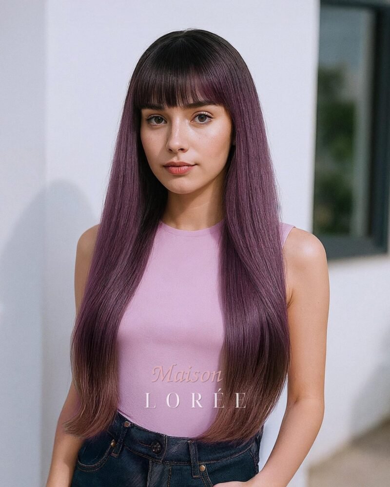 Droite ombrée violette avec frange