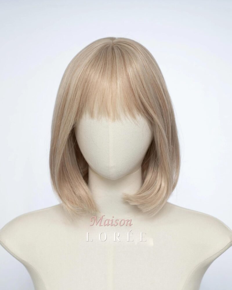 Perruque Bob blond clair avec frange