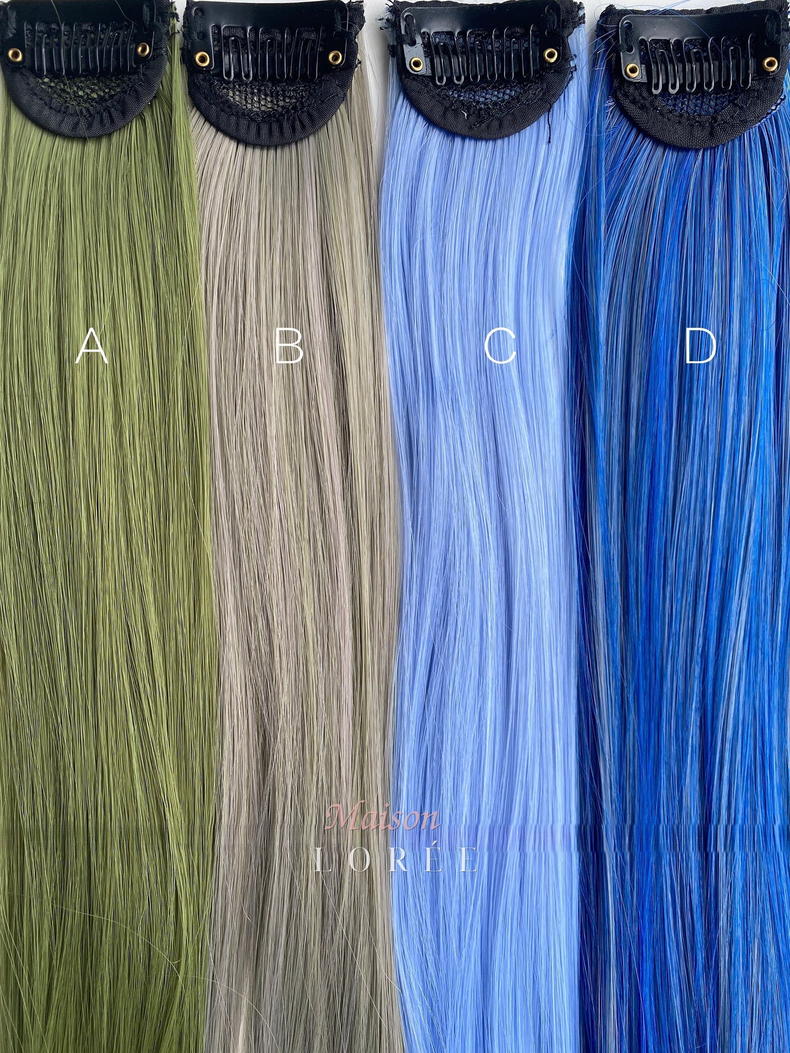 Extensions à clips de 61 cm (24 pouces) – Couleurs disponibles : vert, bleu, blond, argent et gris – Image 4