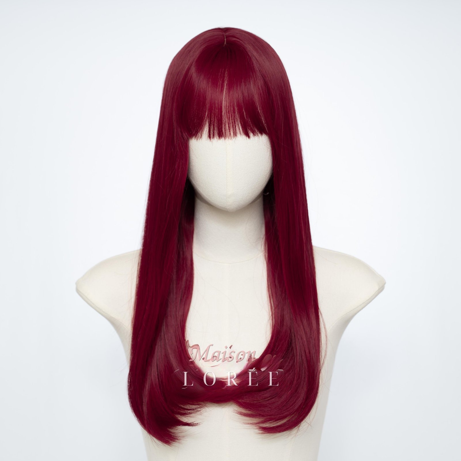 Perruque droite rouge avec frange – Image 2