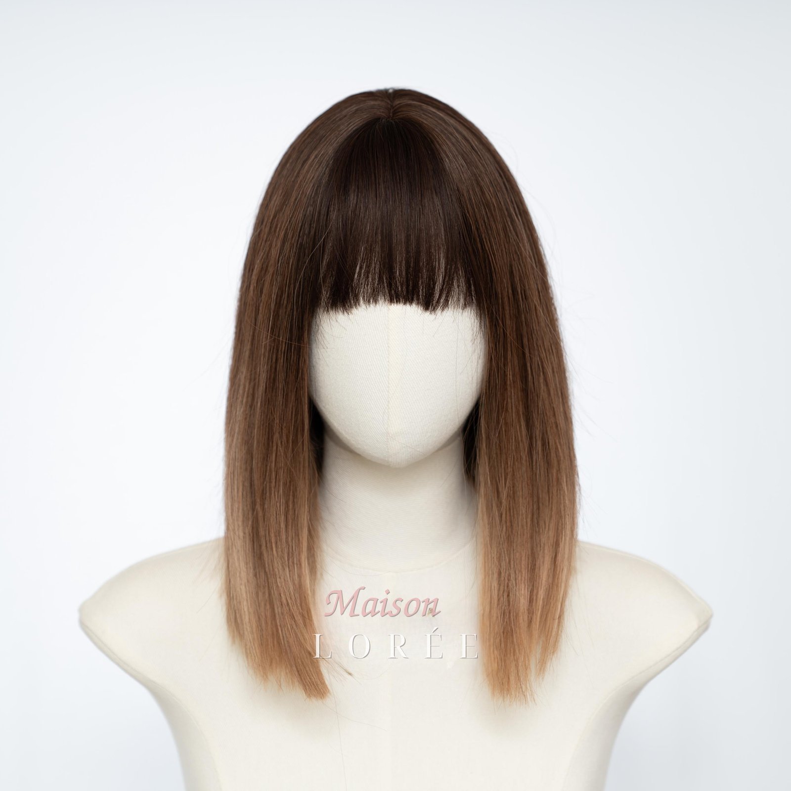 Perruque Bob blonde brune ombrée avec frange – Image 2