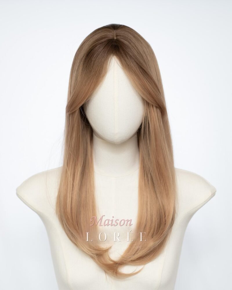 Ombre blonde dorée avec frange
