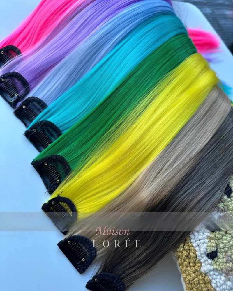 Extensions à clips de 61 cm (24 pouces) – Nuances multicolores rose, bleu, vert et jaune