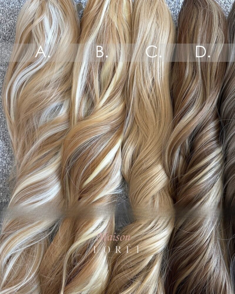 Queue de cheval à pinces ondulées de 22 pouces – Mélange de balayage blond brun noir