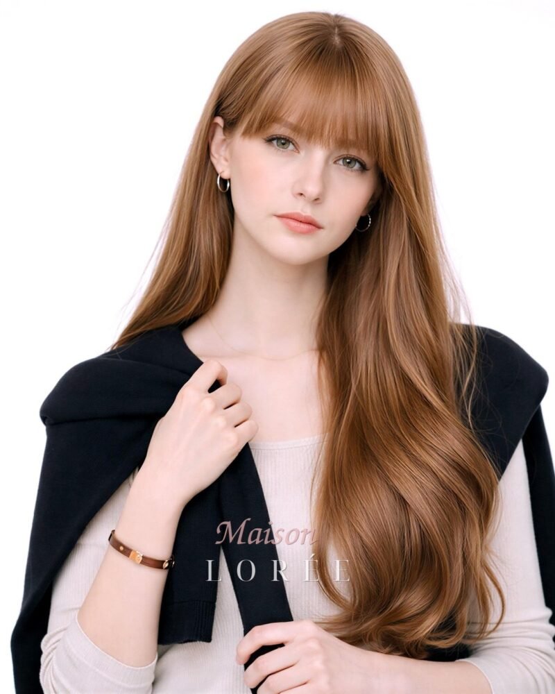 Ondulée blonde dorée avec frange