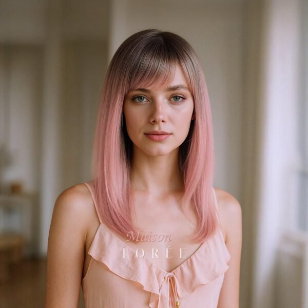 Droite ombrée rose avec frange