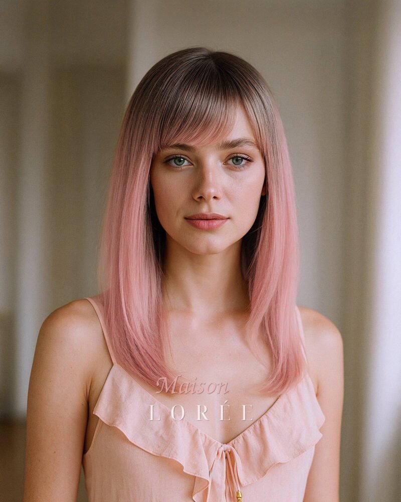 Droite ombrée rose avec frange