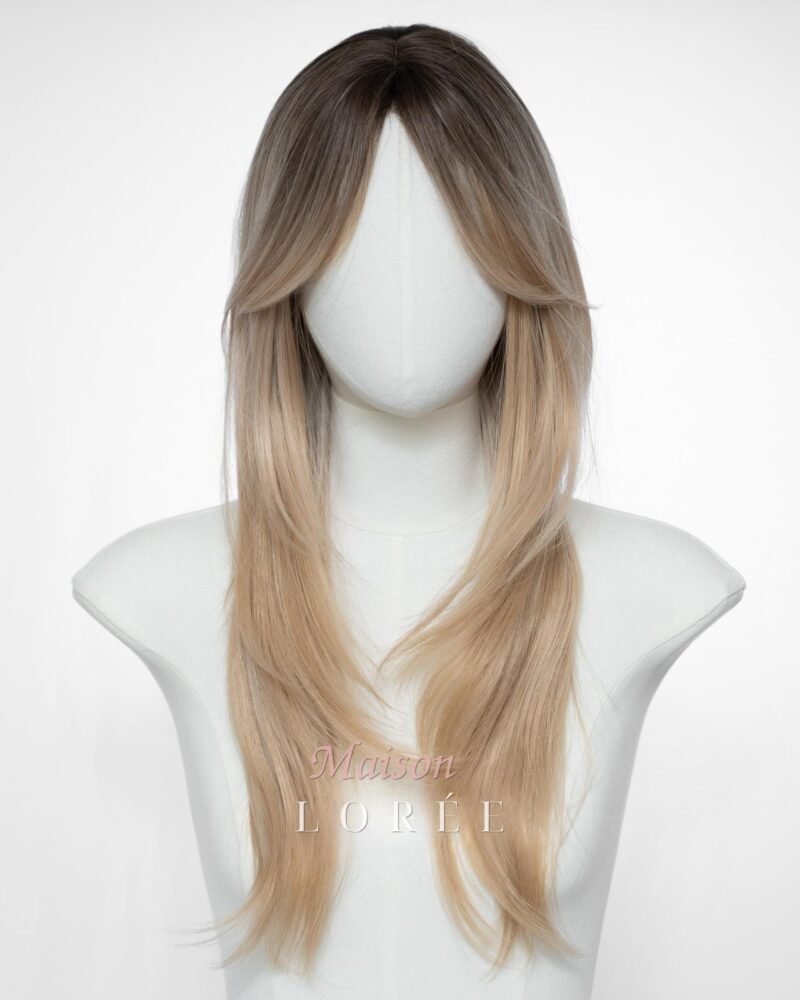 Perruque dégradée blonde avec frange