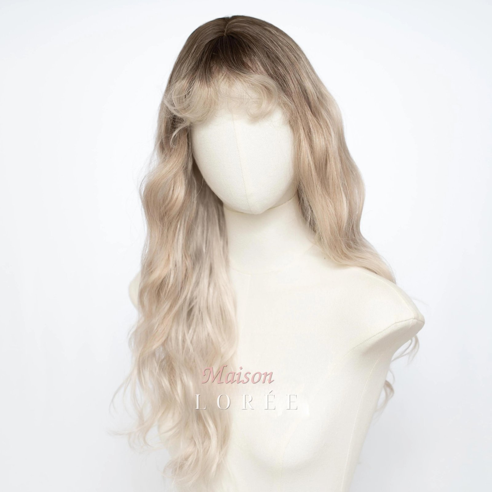 Ondulée 22 pouces blond cendré ombré avec frange – Image 3