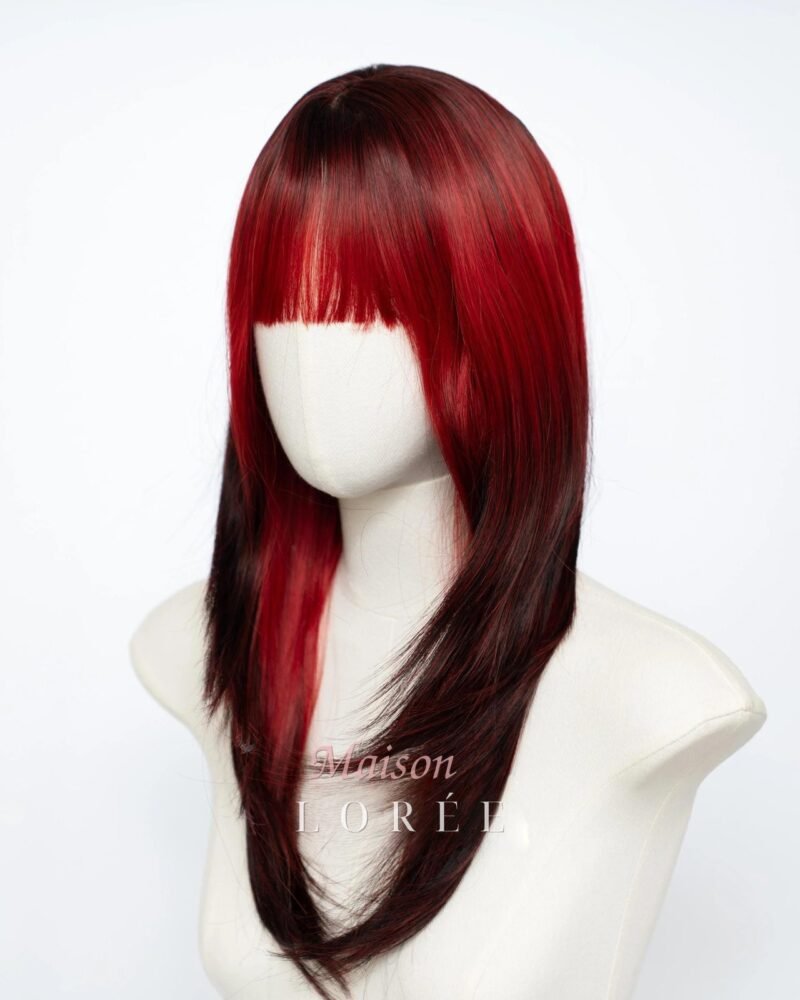 Ombrée rouge et noire avec frange