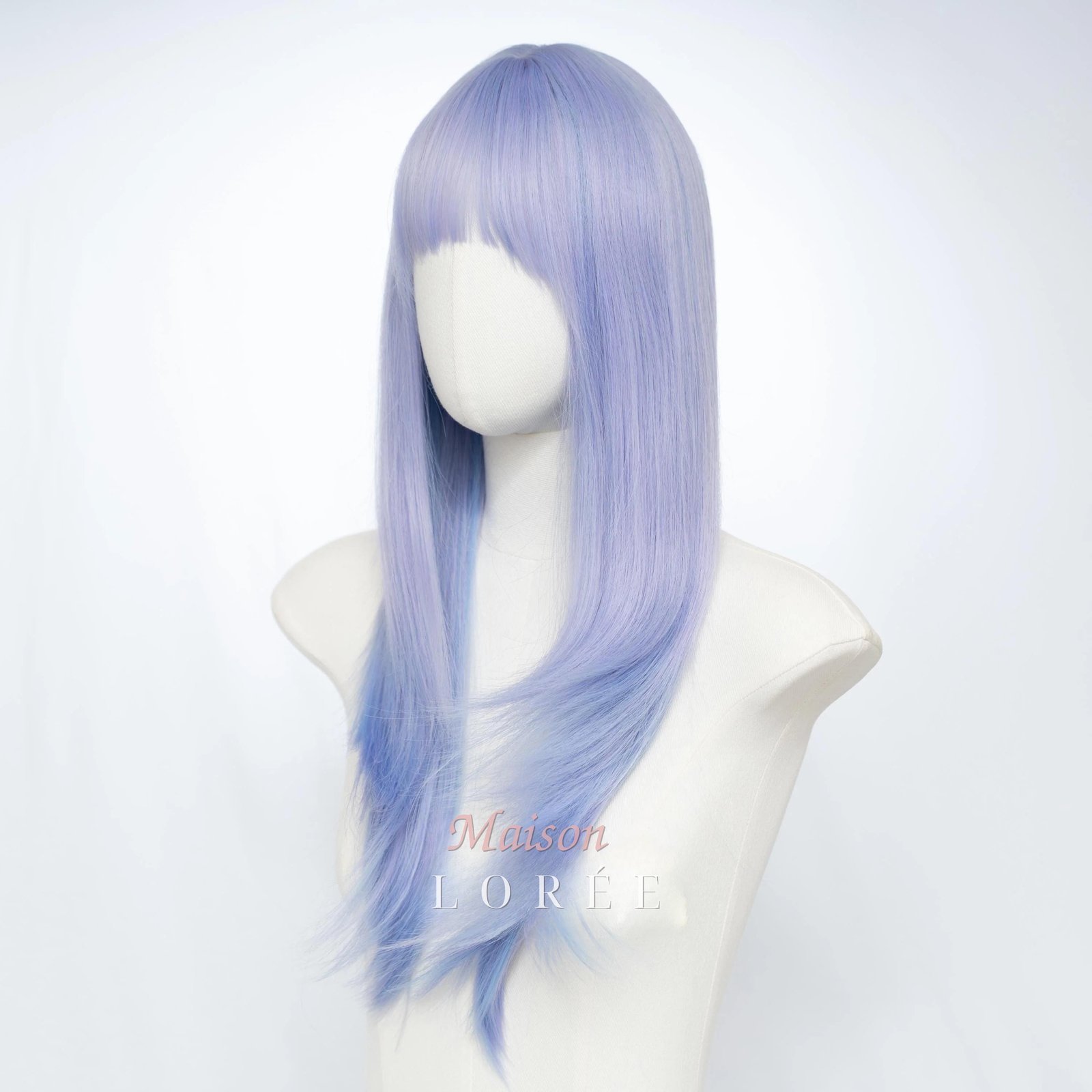 Perruque dégradée droite violette avec frange, cosplay cheveux synthétiques violets et bleus pastels de 22 pouces – Image 2