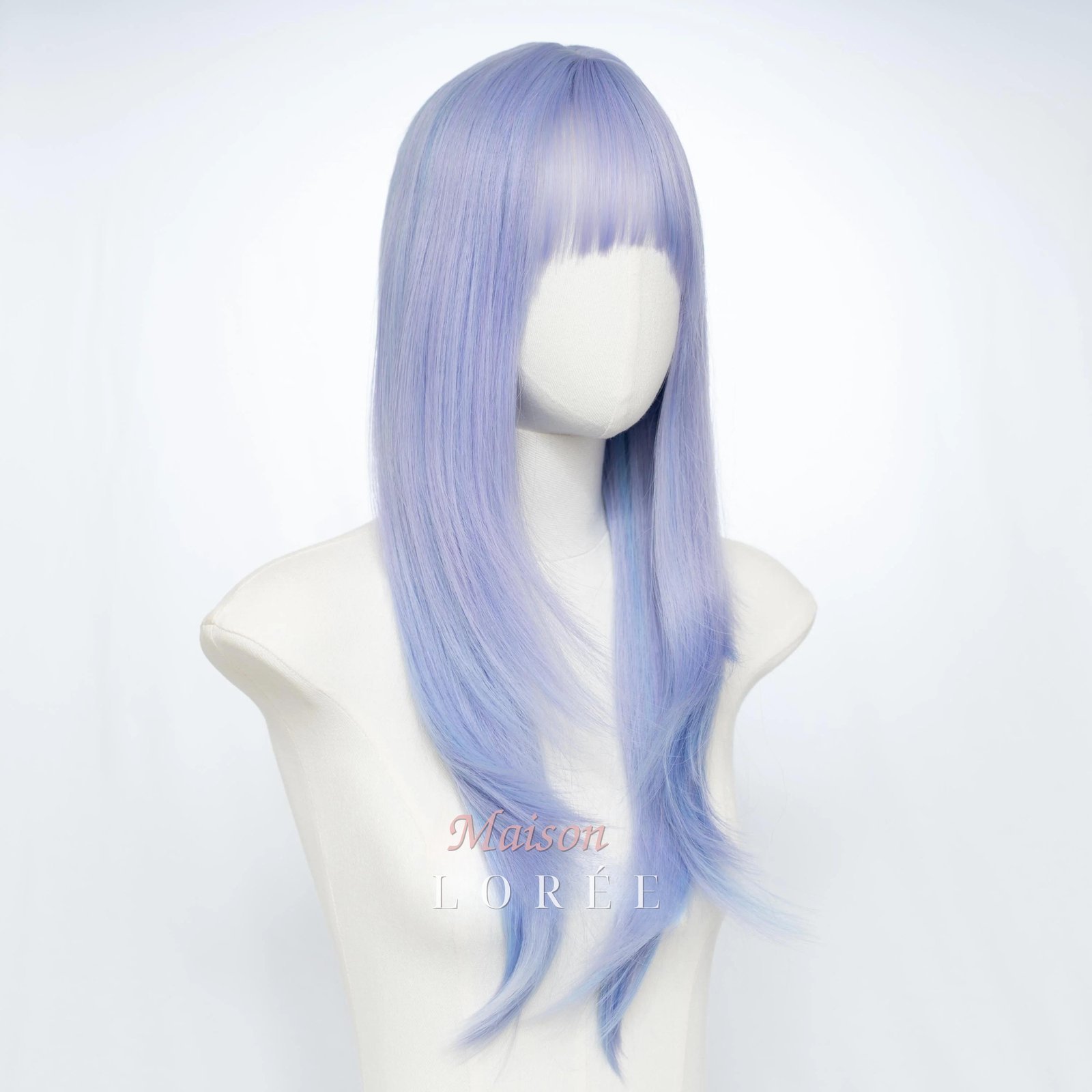 Perruque dégradée droite violette avec frange, cosplay cheveux synthétiques violets et bleus pastels de 22 pouces – Image 3