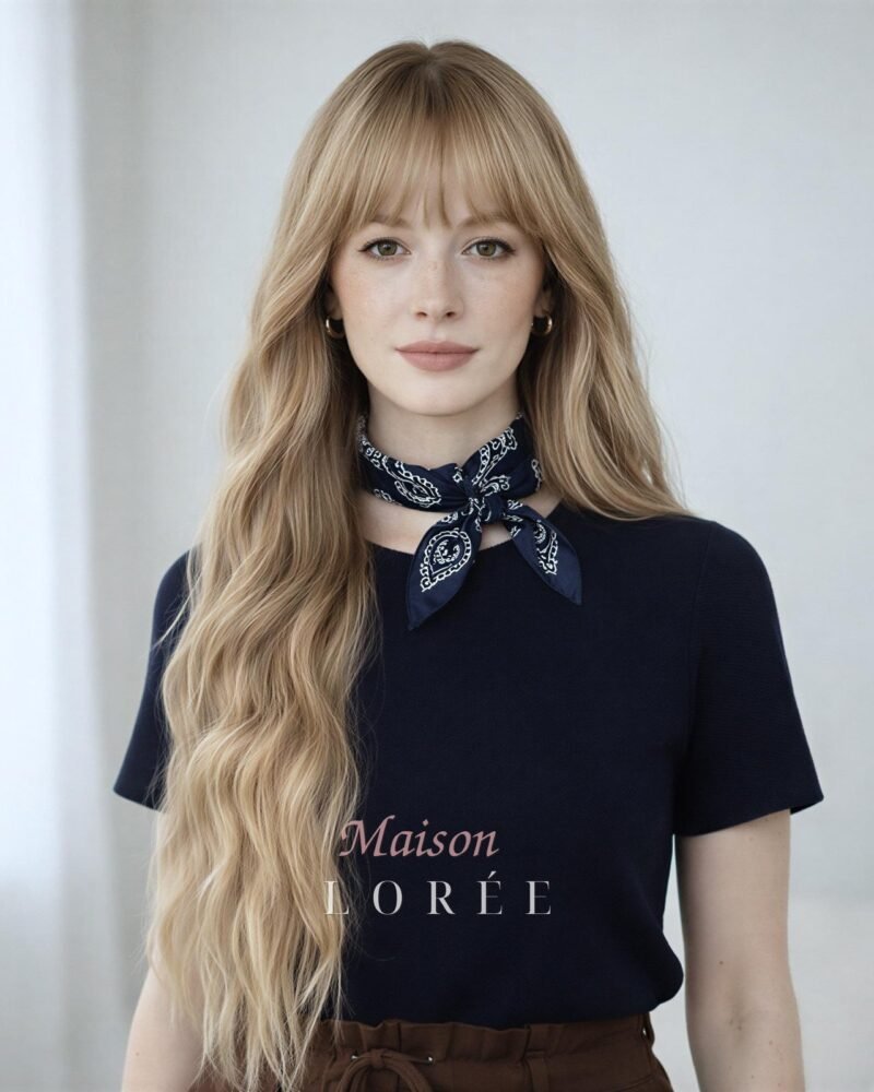 Ondulée Balayage Blond Avec Frange