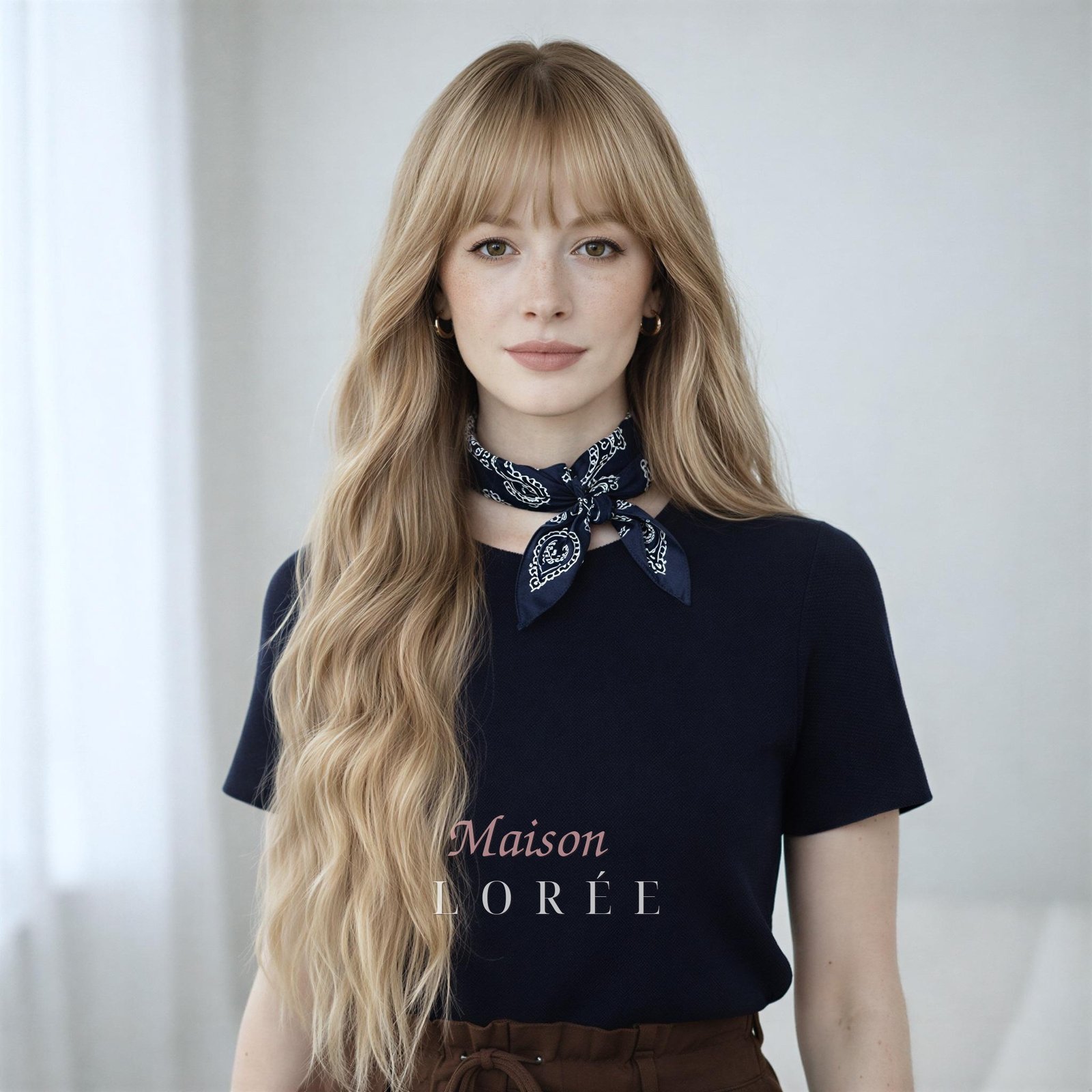 Ondulée Balayage Blond Avec Frange