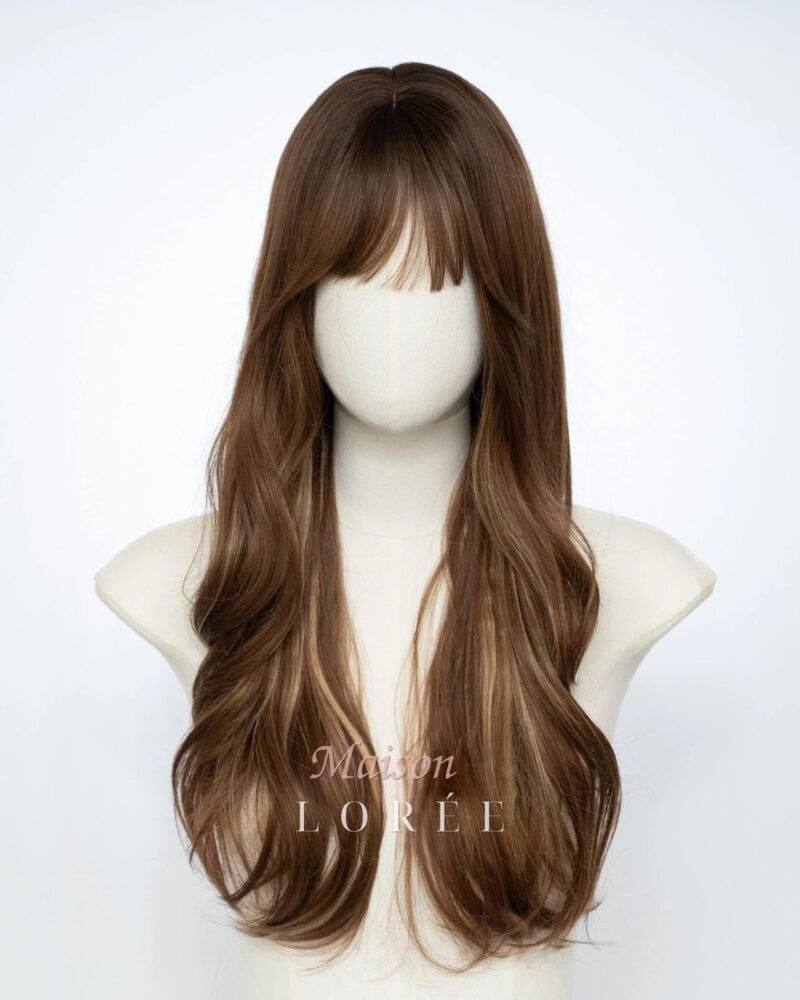 Ondulée brune à balayage de 61 cm (24 po) avec frange