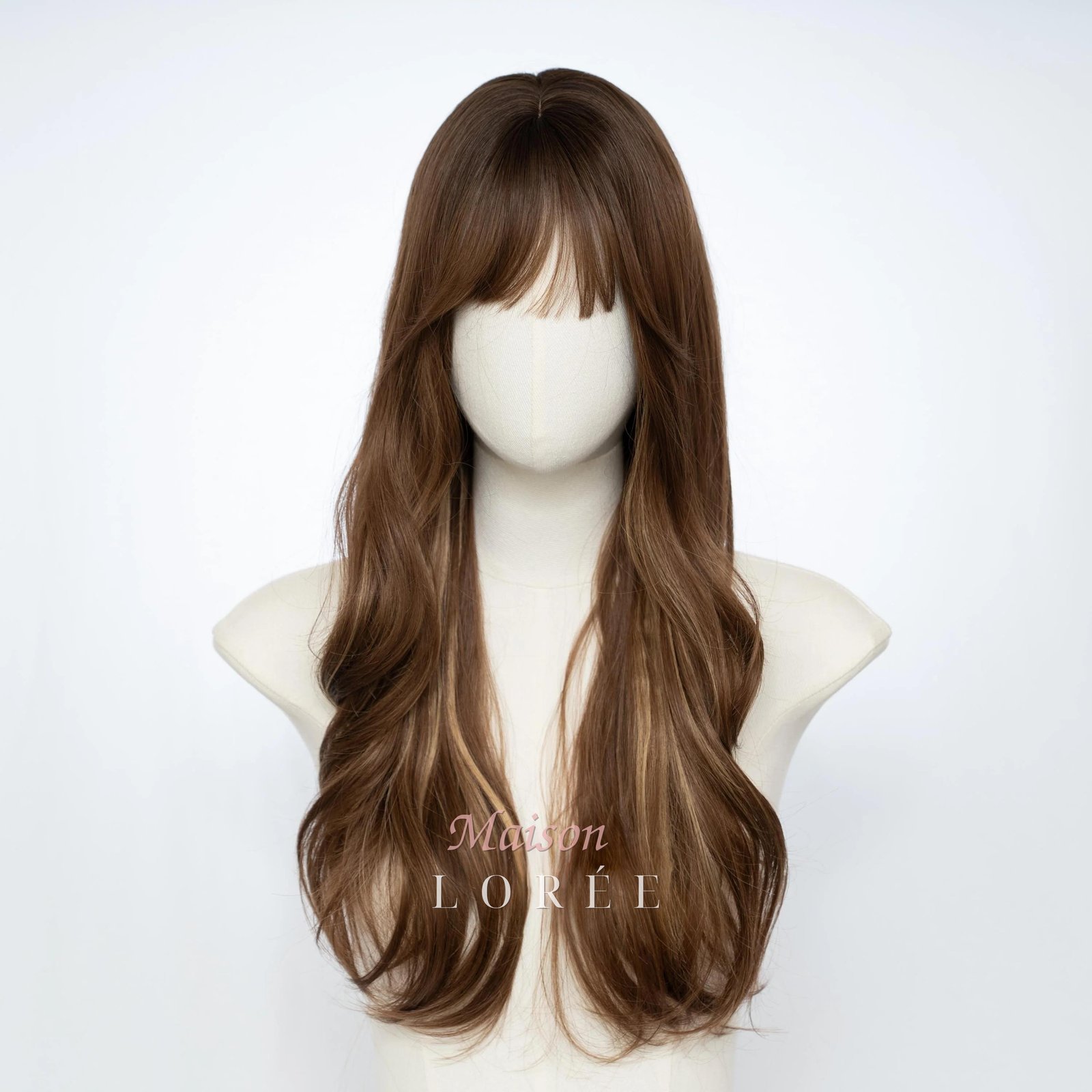 Ondulée brune à balayage de 61 cm (24 po) avec frange – Image 2