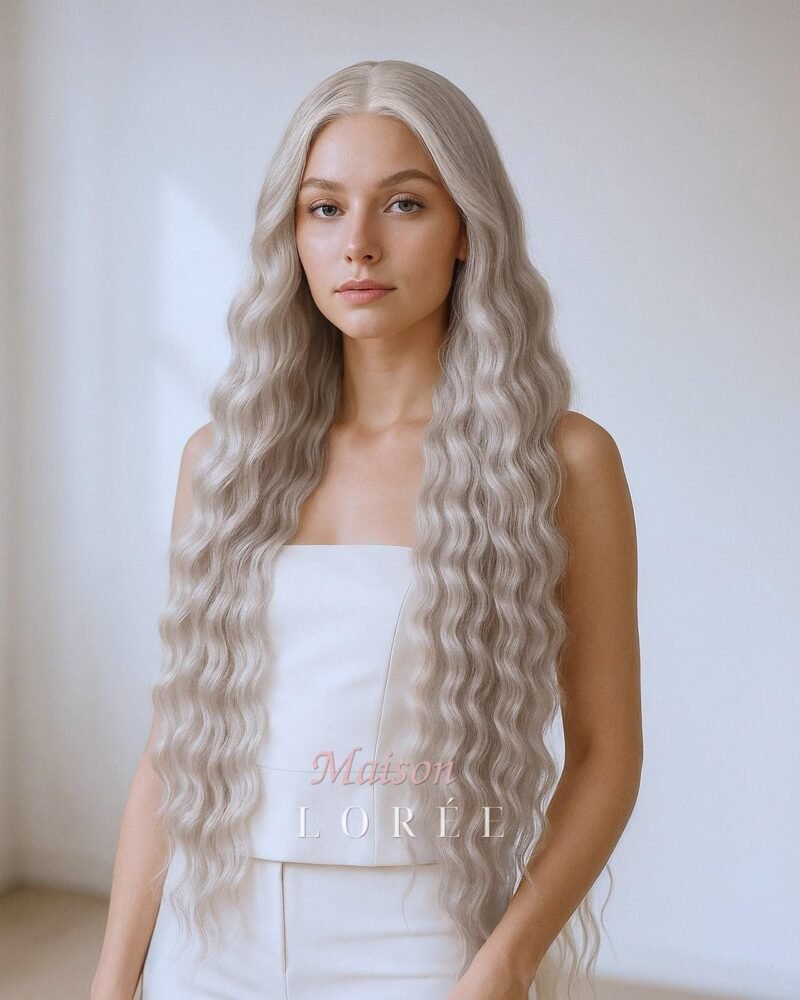 Perruque lace frontale 13 x 4 blond cendré clair 26 pouces