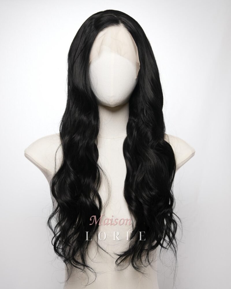 Perruque Lace Front Ondulé Noir 13 x 4 24 Pouces