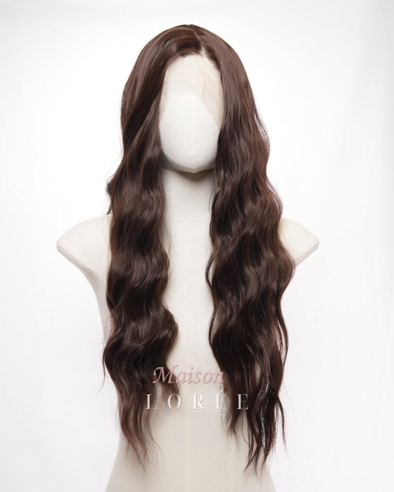 Perruque Lace Front 13 x 4 Ondulé Marron Foncé