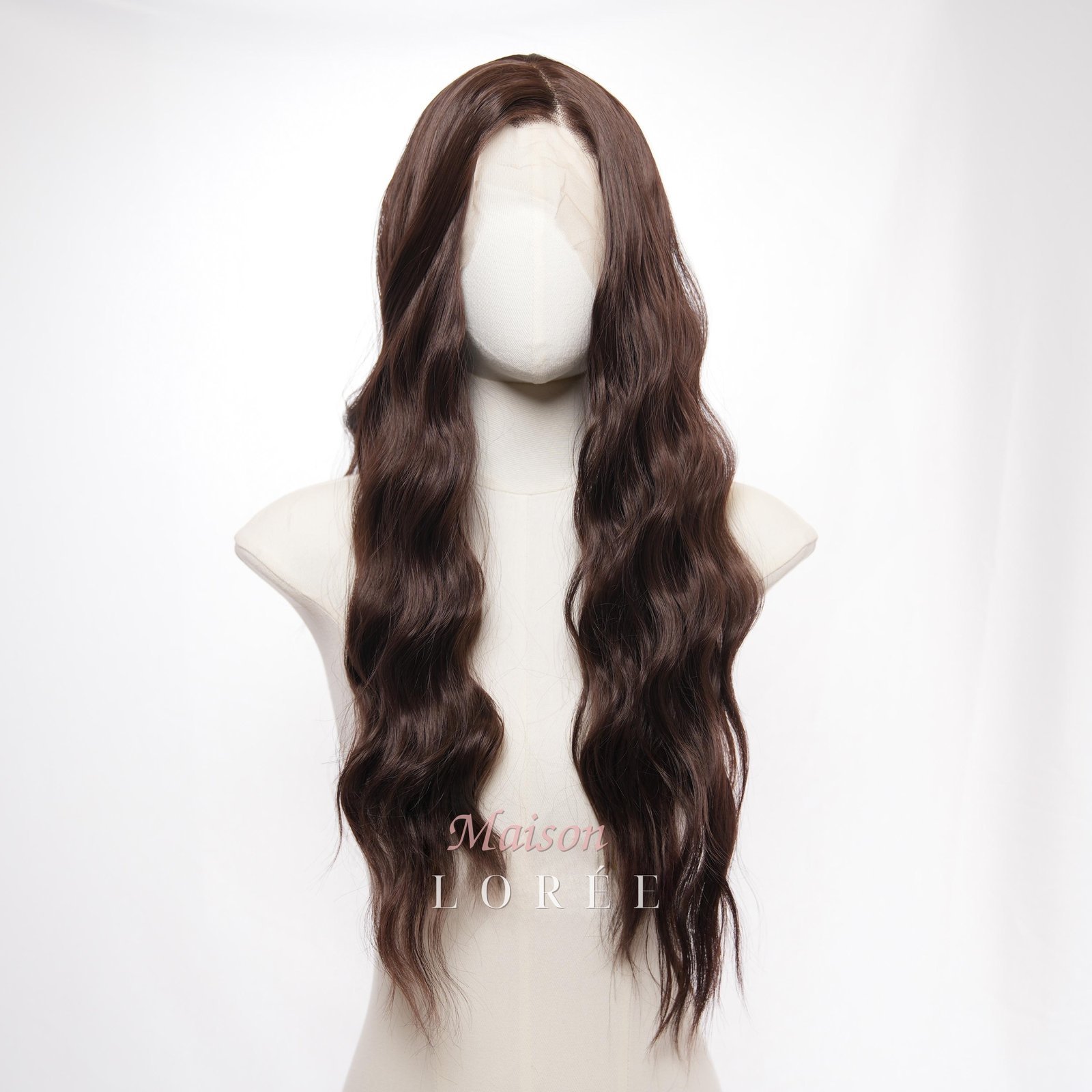 Perruque Lace Front 13 x 4 Ondulé Marron Foncé – Image 2