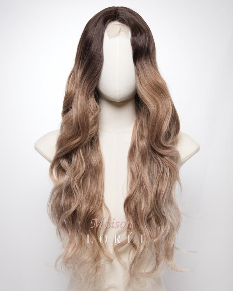 Petite perruque lace frontale ondulée brun ombré