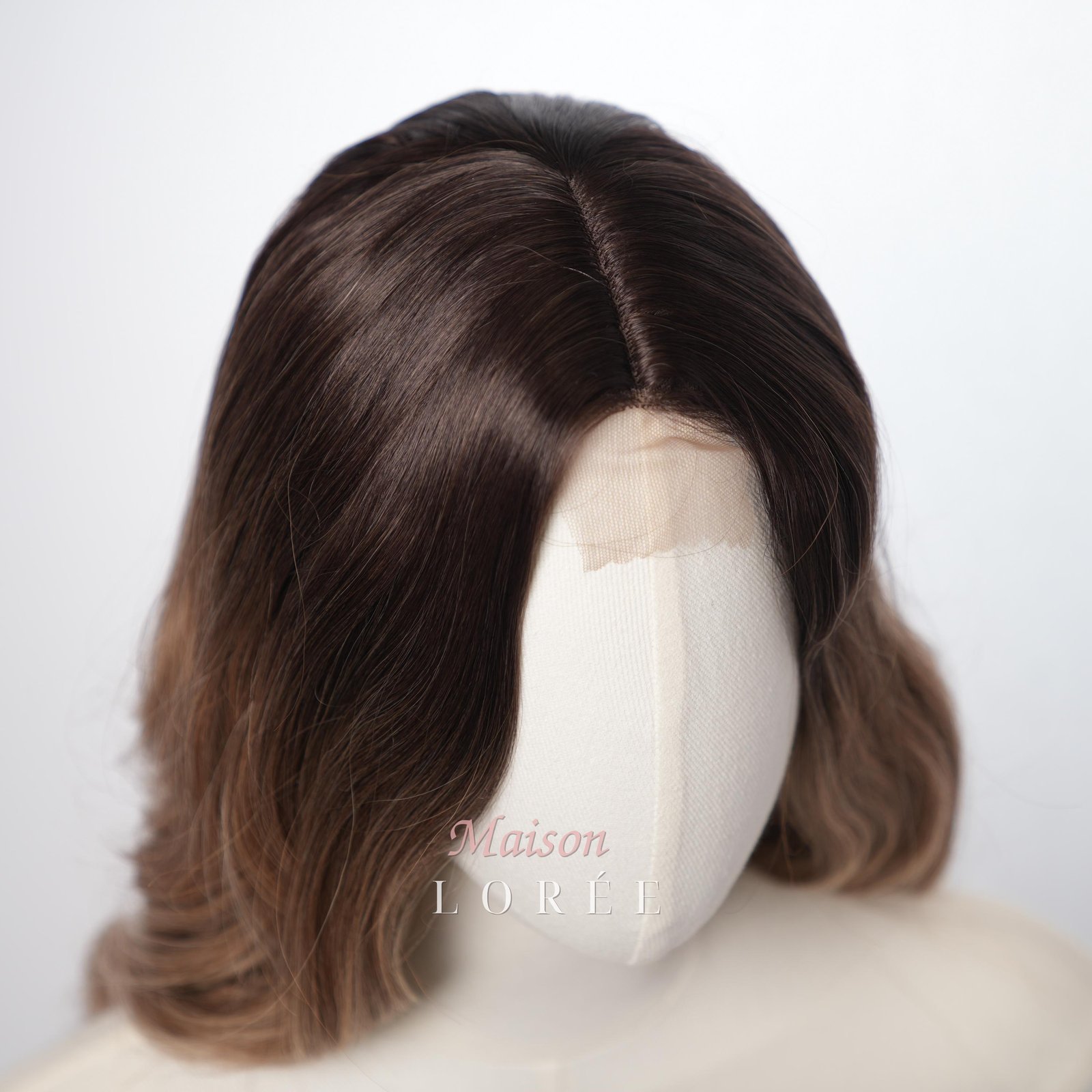 Petite perruque lace frontale ondulée brun ombré – Image 3