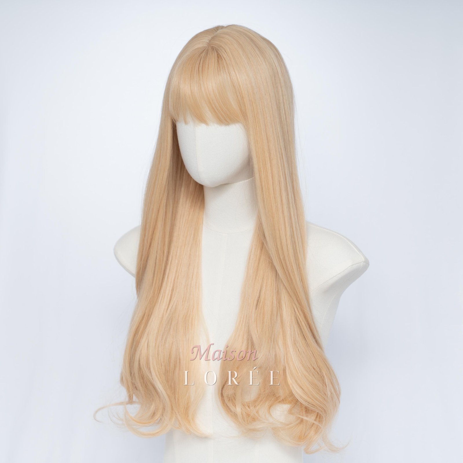Ondulée 24 pouces blond doré clair avec frange – Image 2