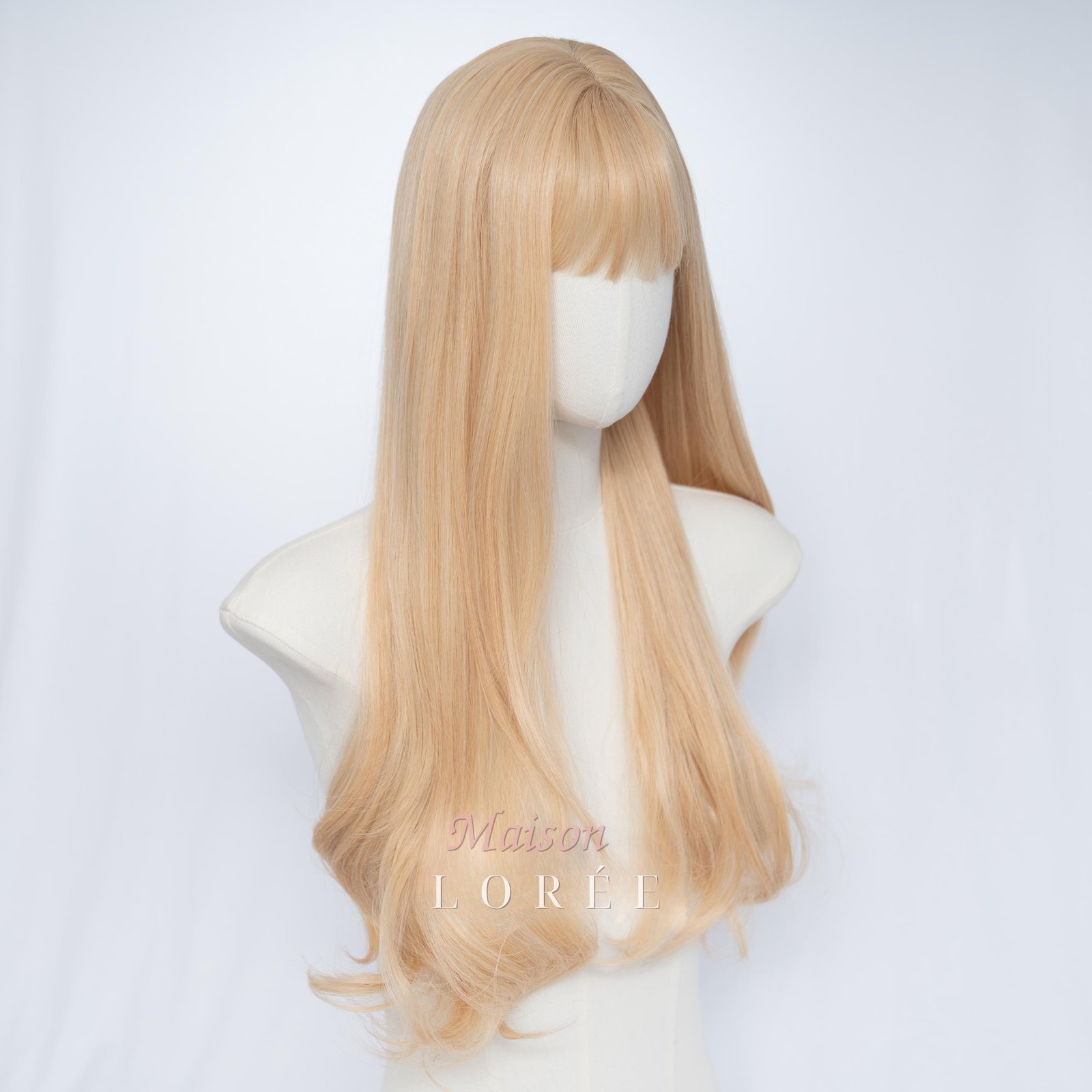 Ondulée 24 pouces blond doré clair avec frange – Image 3