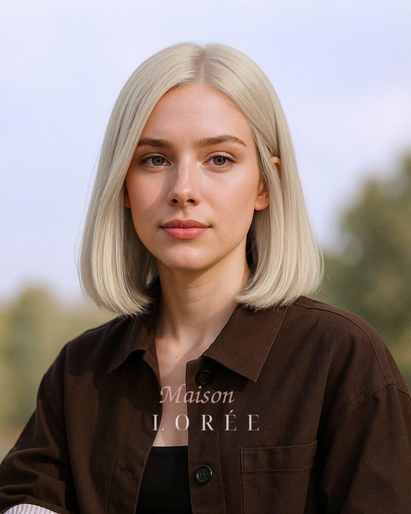 Perruque Lace Front Blond Platine Glacé 12 pouces