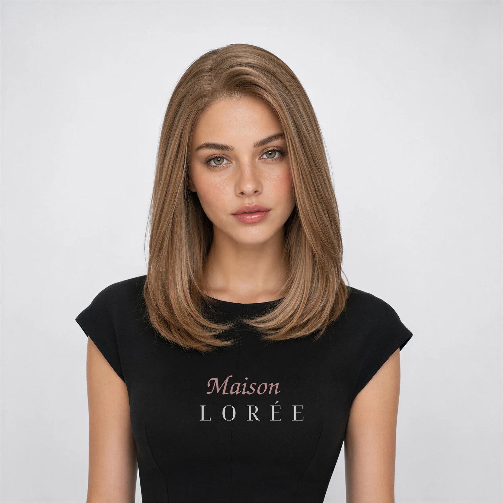 Perruque lacet marron clair à balayage en T de 14 pouces
