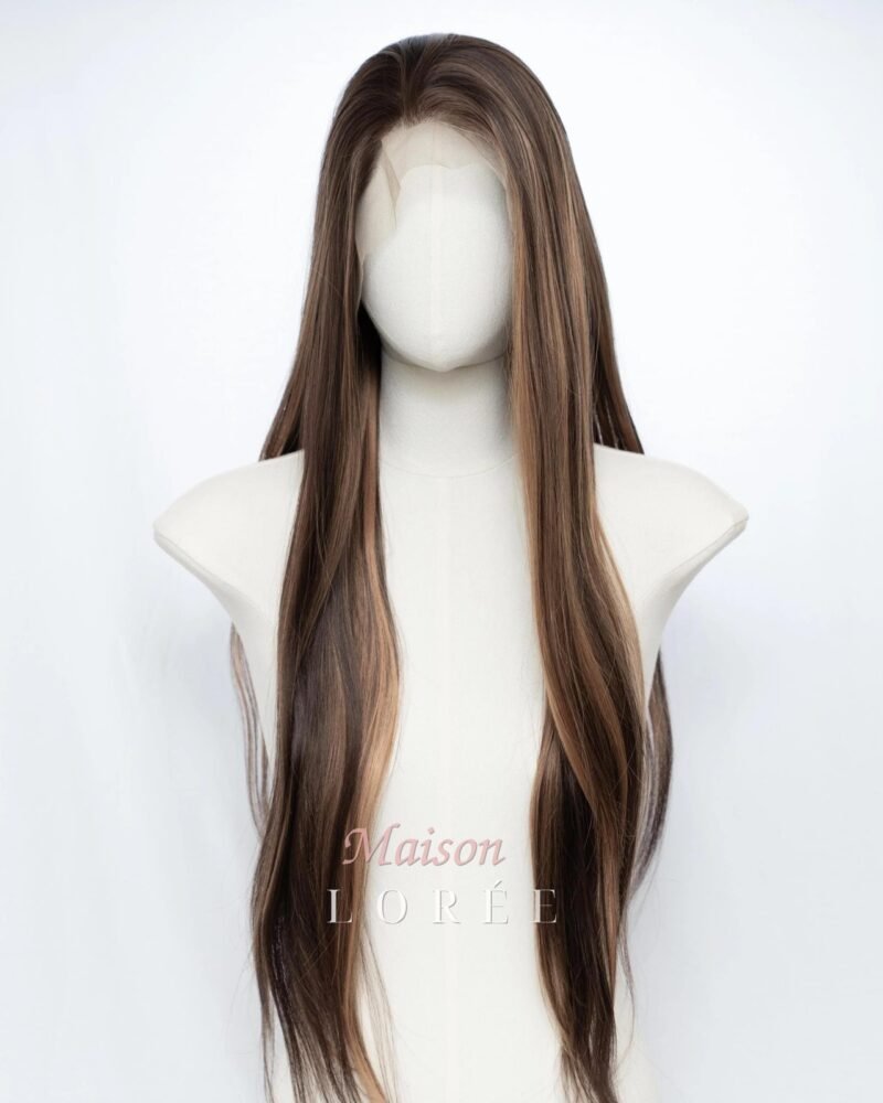 Perruque à balayage brun foncé de 26 pouces