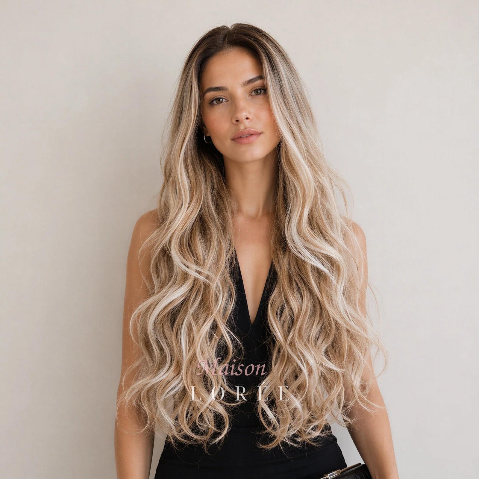 Perruque Lace Front Ondulée 13 x 4 Blonde Latte À Balayage 24 Pouces