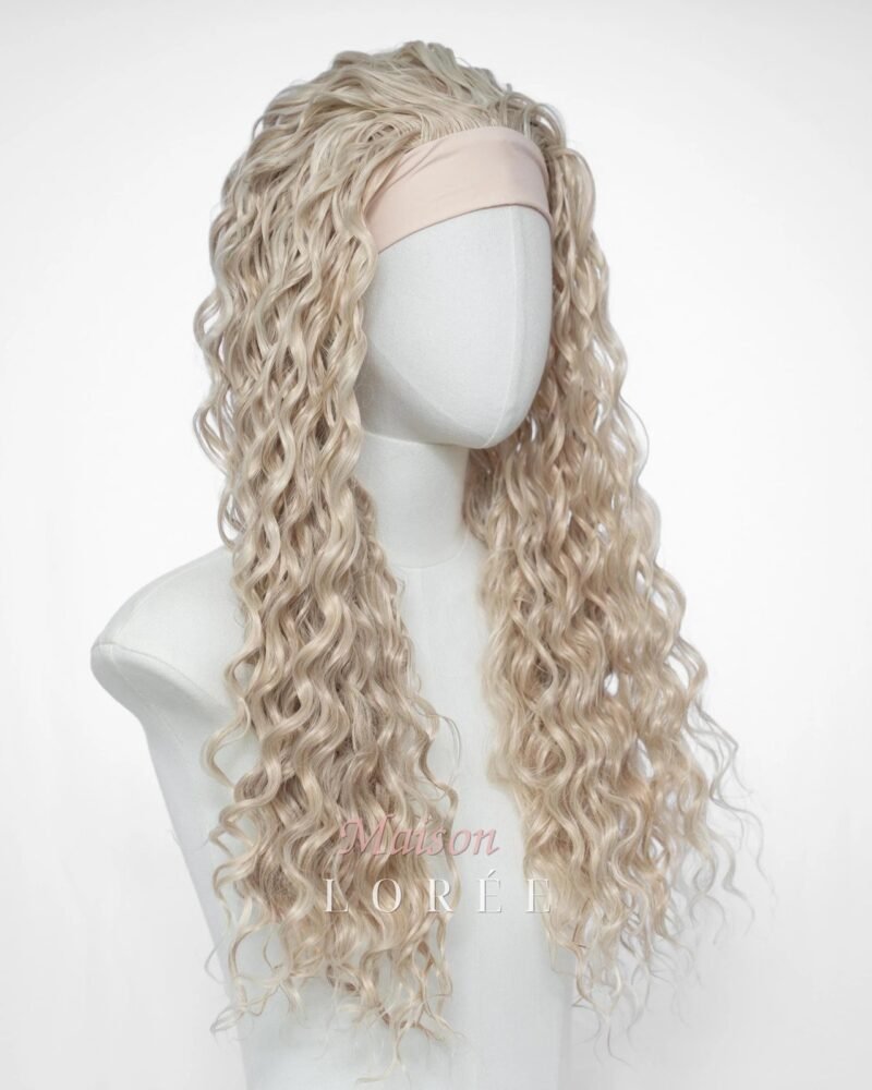 Perruque serre-tête blonde bouclée de 22 pouces