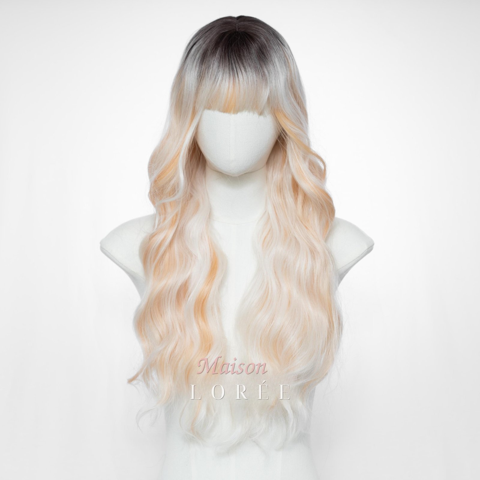 Ondulée ombrée de 26 pouces avec frange — Blond 65 cm — ondulée, 65 cm, teinte blond — vue de face