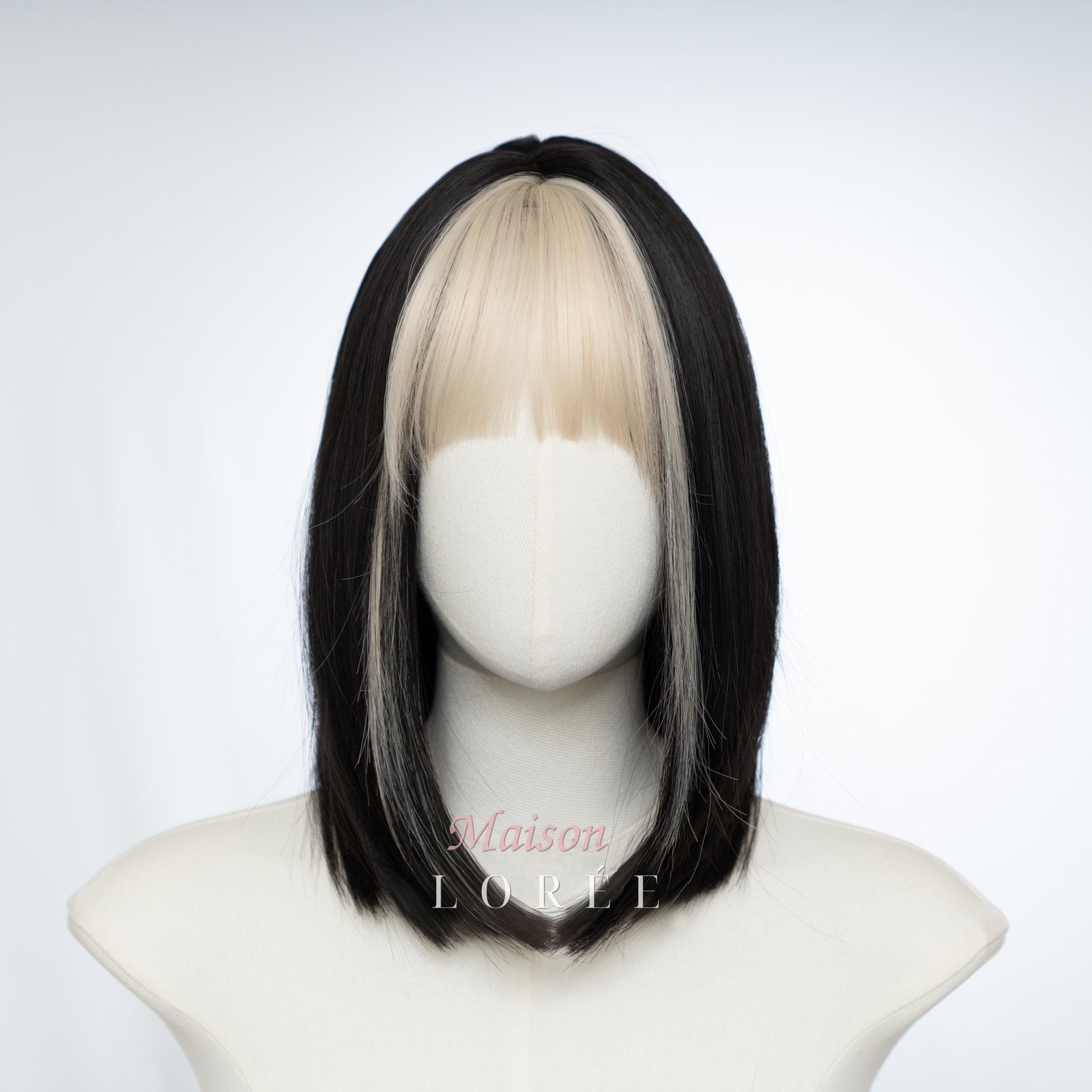 Perruque noire et blonde avec frange – Image 2