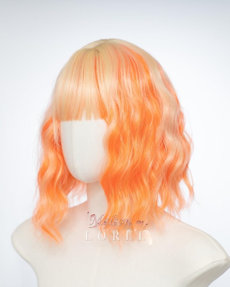 Perruque ombrée orange de 30 cm (12 po.) avec frange