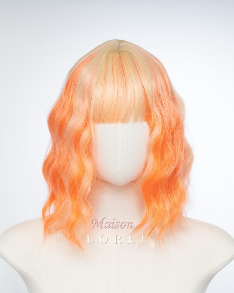 Perruque ombrée orange de 30 cm (12 po.) avec frange