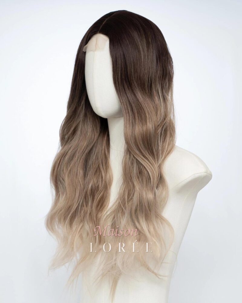 Petite Perruque Lace Front Dégradé Blond Cendré Foncé 24 Pouces