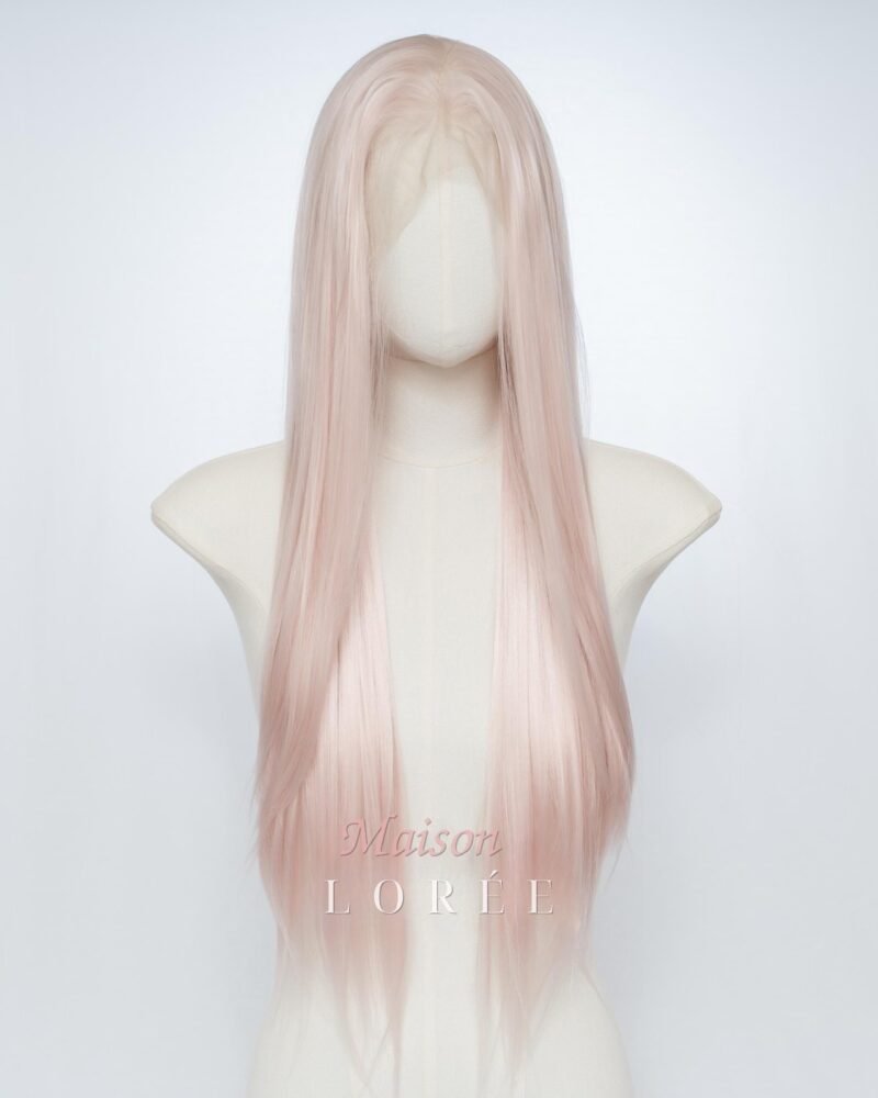 Perruque lace frontale 13 x 4 rose pastel 61 cm