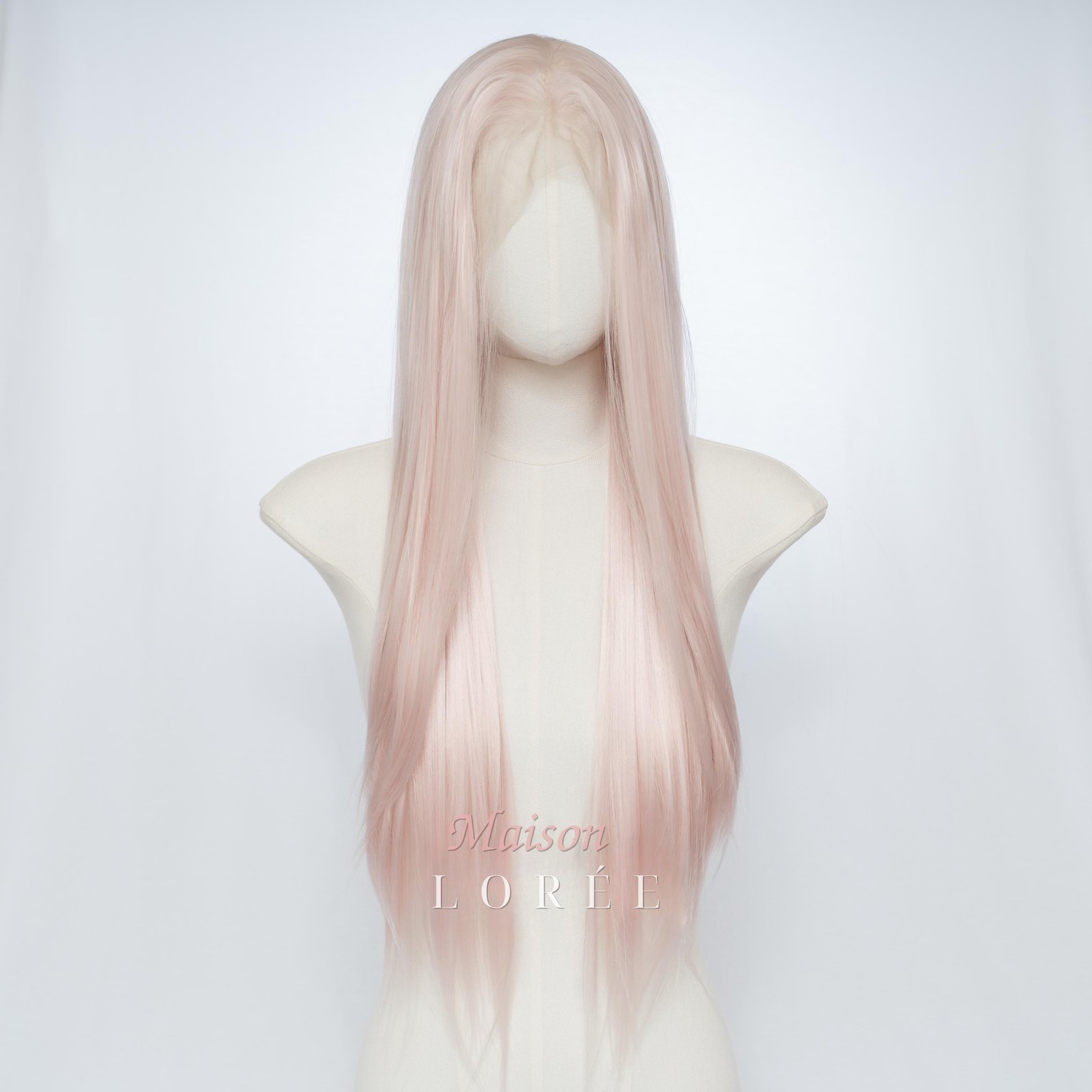 Perruque lace frontale 13 x 4 rose pastel 61 cm – Image 2