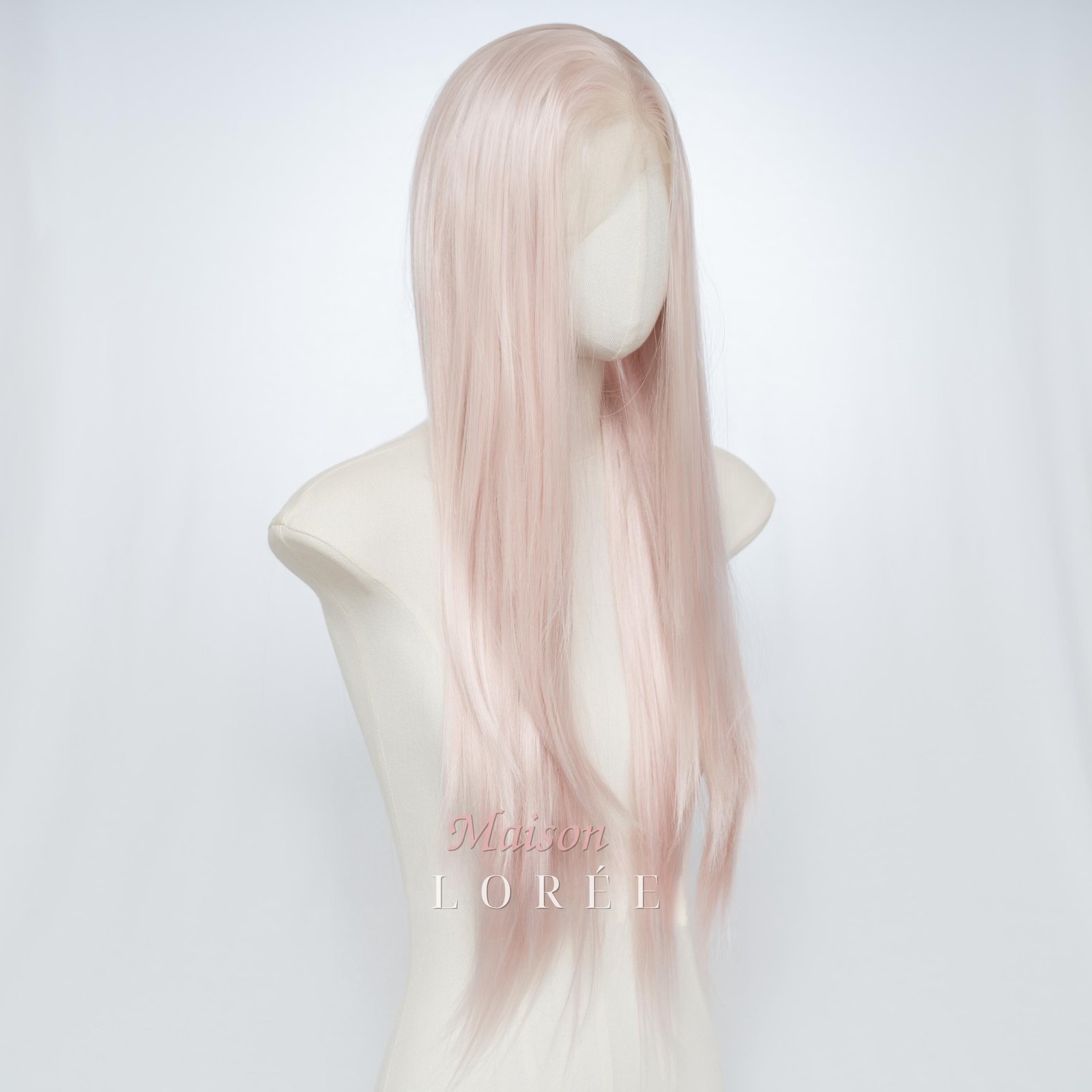 Perruque lace frontale 13 x 4 rose pastel 61 cm – Image 3