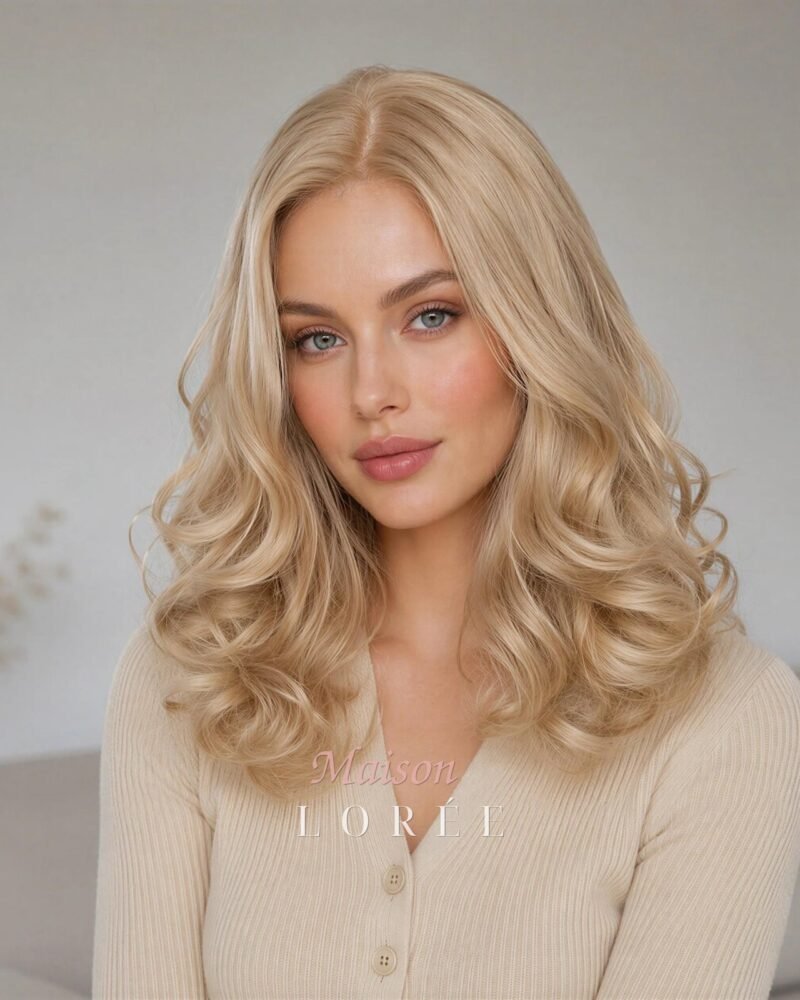 Perruque lace frontale blonde ondulée 13 x 4 pouces