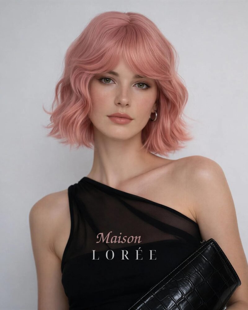 Ondulation carrée ondulée rose de 30 cm (12 po.) avec frange