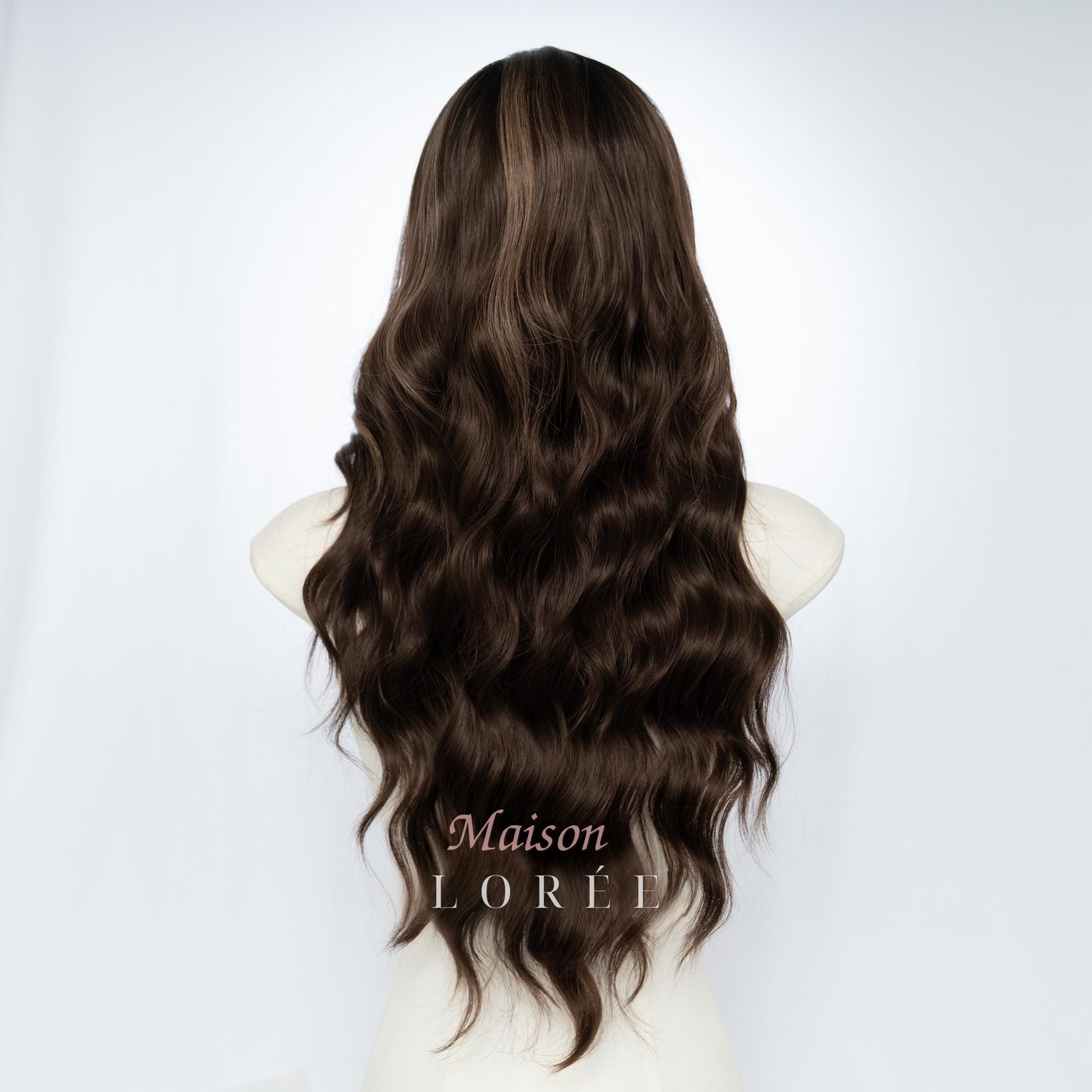 Petite Perruque Lace Front Ondulée Marron Foncé 61 cm avec des — ondulée, 60 cm, teinte châtain — vue de dos