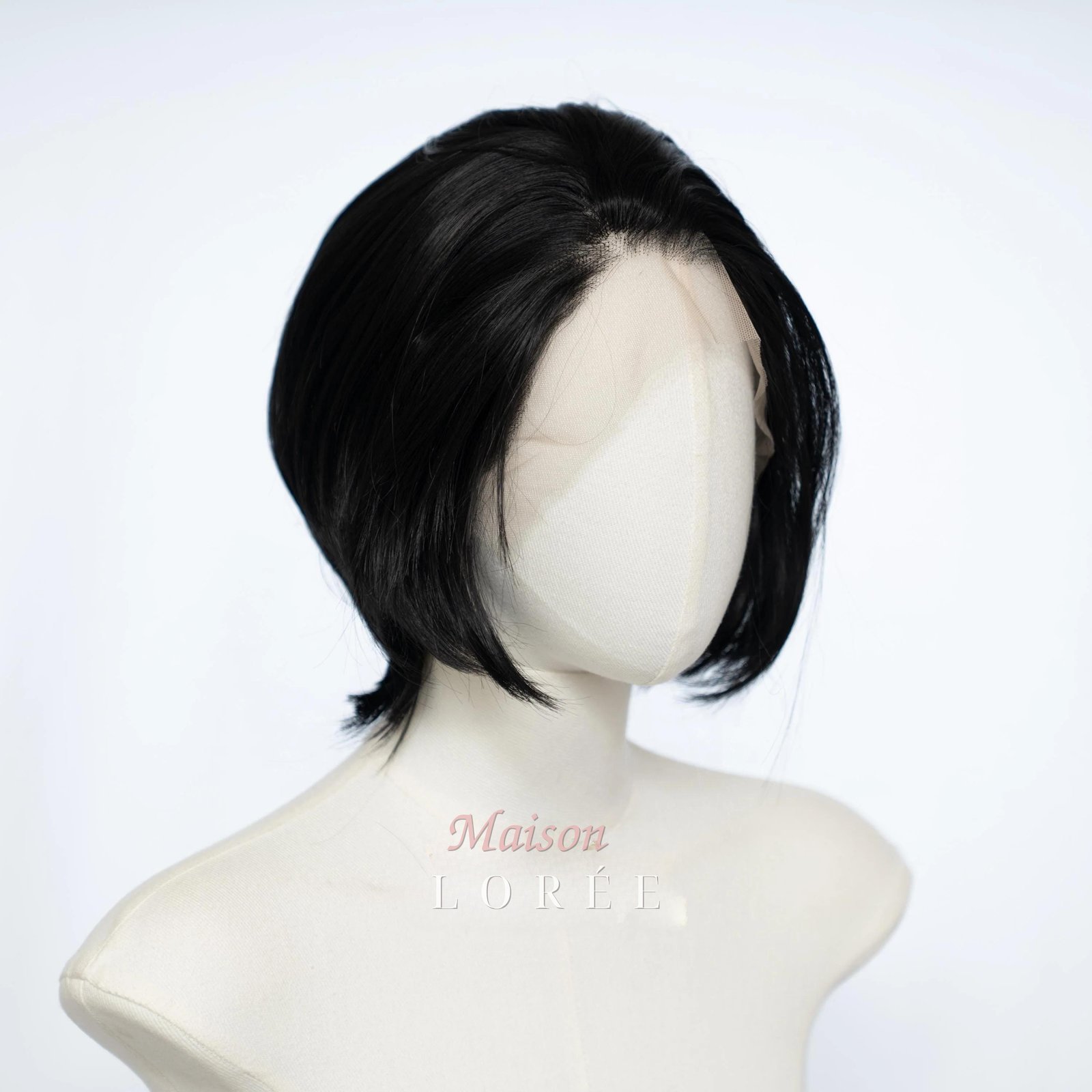 Perruque courte noire 13 x 4 lacets – Cheveux synthétiques superposés – Image 3