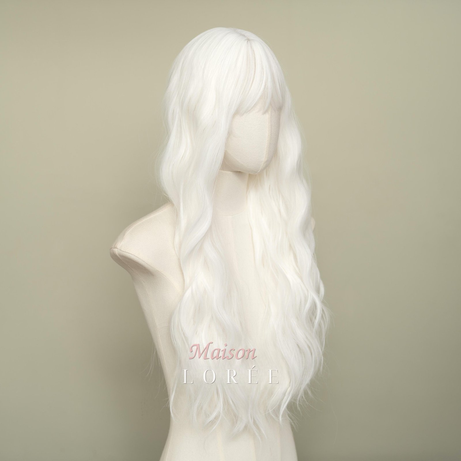 Ondulée blanche 24 pouces avec frange — ondulée, 60 cm — vue de face