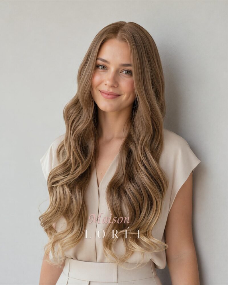 Perruque Synthétique Ondulée Lace Frontale 13 x 4 Blond Foncé 24 Pouces