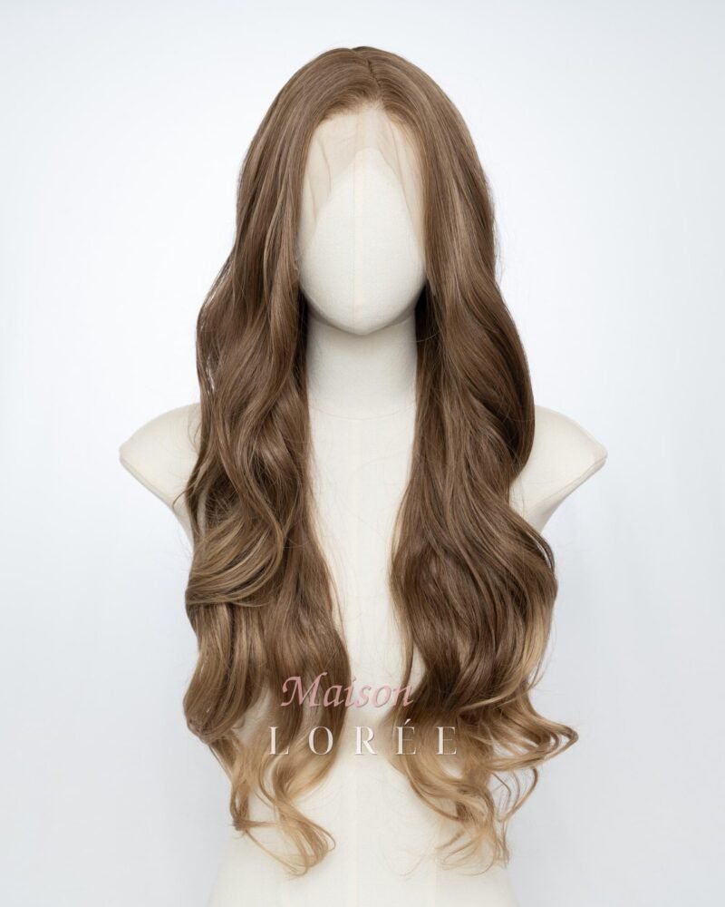 Perruque Synthétique Ondulée Lace Frontale 13 x 4 Blond Foncé 24 Pouces